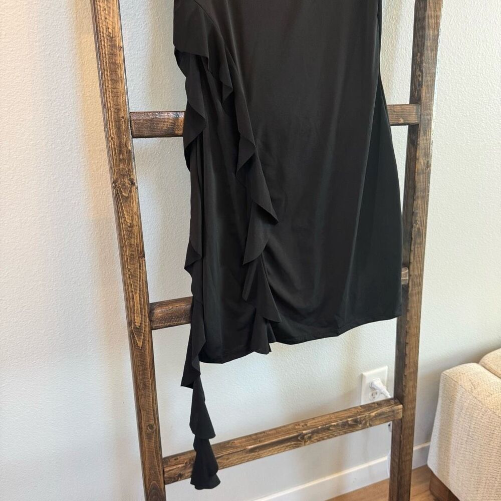 The Fashion Poet Black Ruffle Dress Medium Nwt Bodycon Cocktail Wedding Guest — image 4 of 6